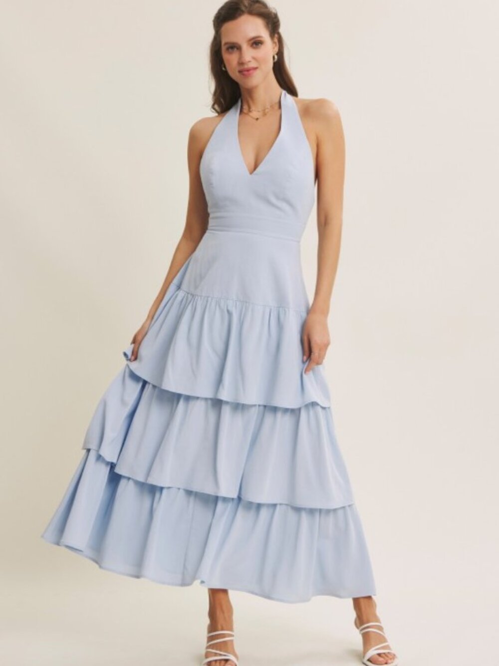 Cascade Tiered Ruffles Maxi Dress